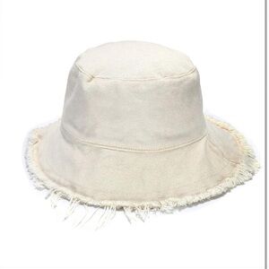 Chic Cream Frayed Bucket Hat